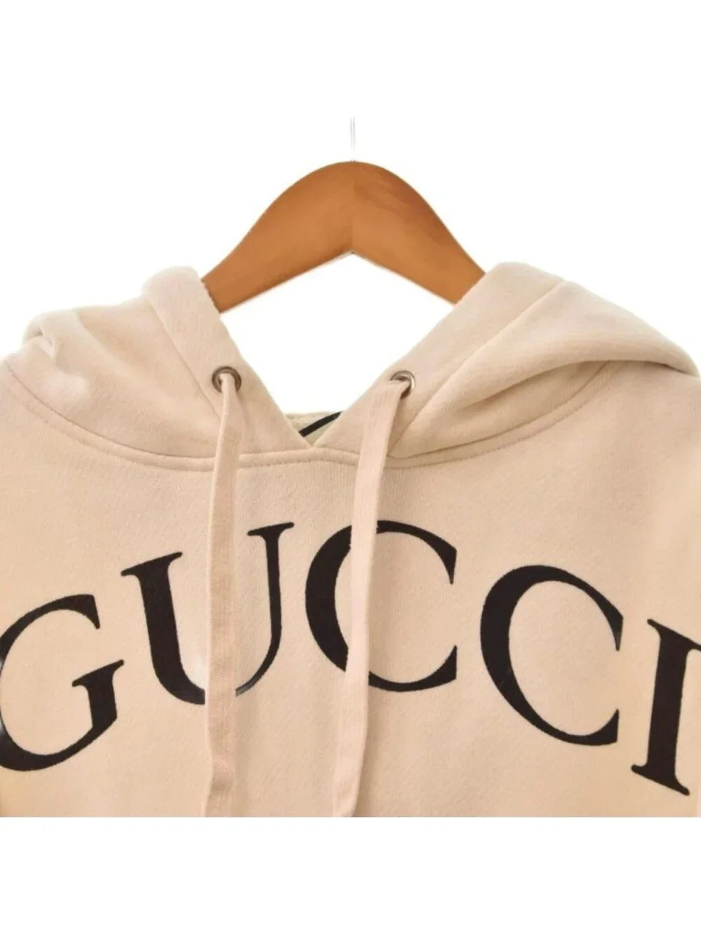 Gucci Interlocking G Front Logo Print Hoodie Ivory XS